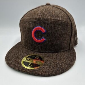 Chicago Cubs New Era 59FIFTY Brown Hemp Split Panel - 7 1/2 **NEW**